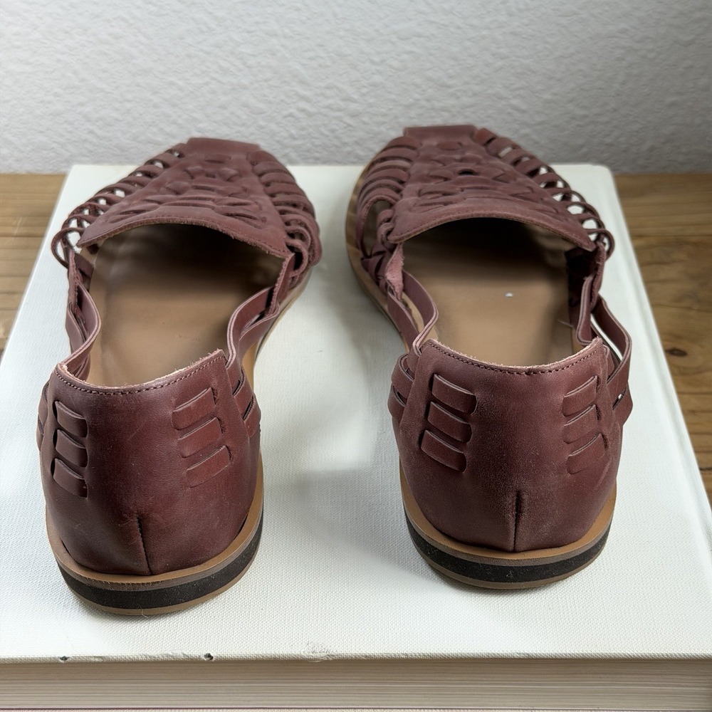 Women's Quince 100% Leather Huarache Flat In Color Brandy Size 9 - Picture 3 of 7